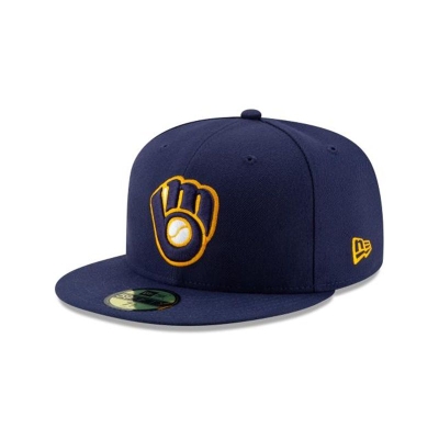 Blue Milwaukee Brewers Hat - New Era MLB Alt 2 Authentic Collection 59FIFTY Fitted Caps USA4291675